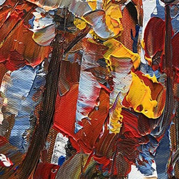 Artworks in 150 Subjects Painting - Birch Trees autumn by Palette Knife detail